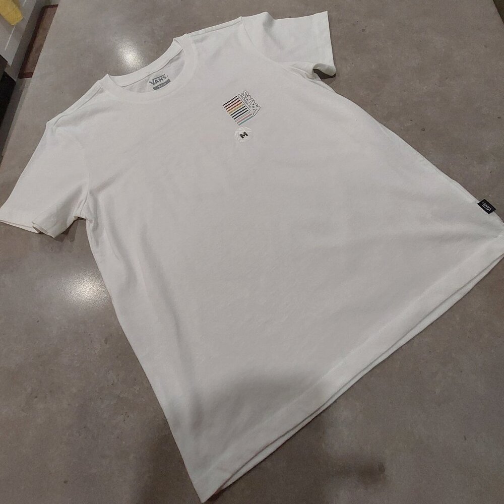VANS Women's White Short Sleeves Tee Shirt w/Logo on Front/Back - Size Medium